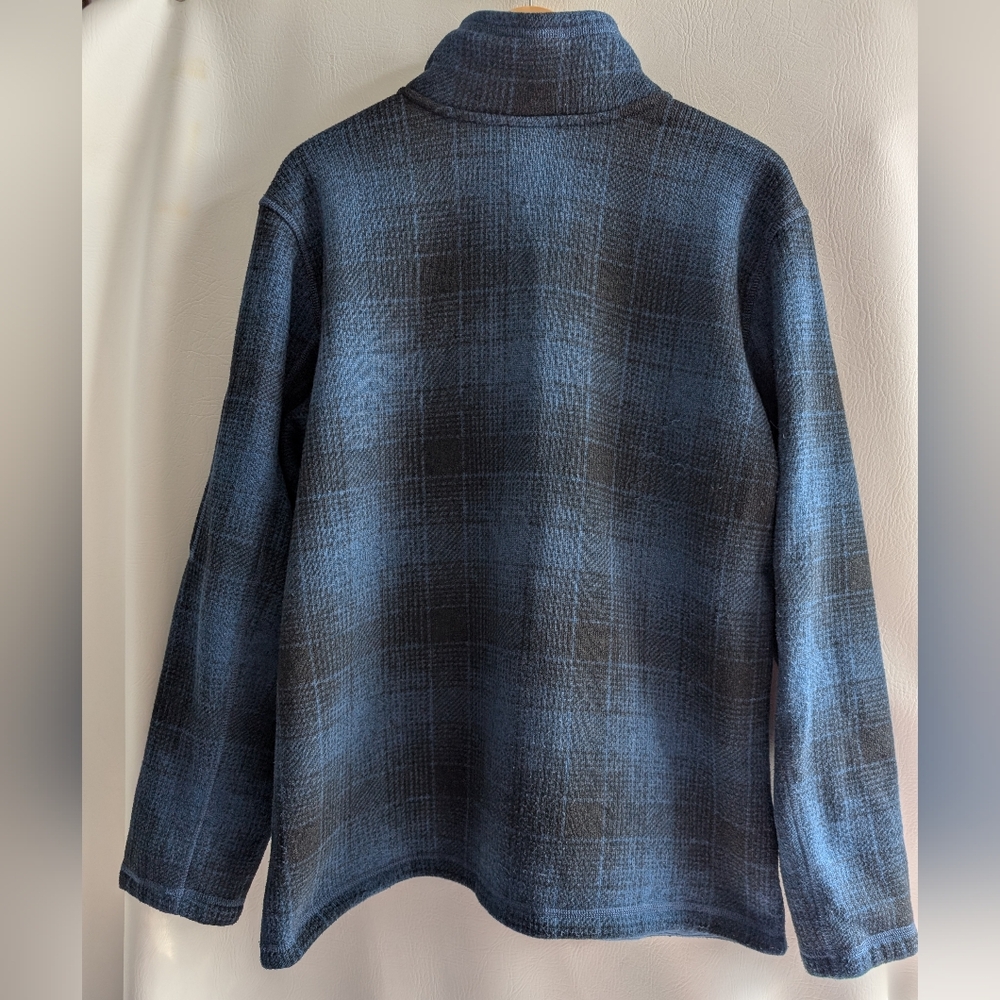 The North Face Fleece Blue Plaid 1/4 Zip Pullover Zippered Pocket -  XL - Picture 6 of 16